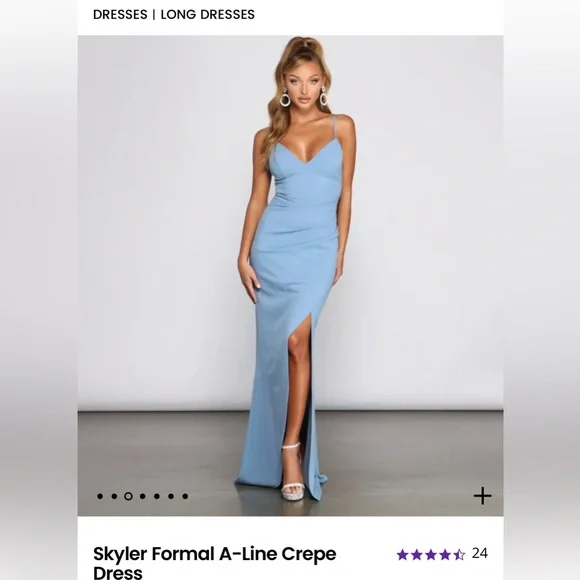 Windsor Skyler Formal A-Line Crepe Bridesmaid Dress, powder blue, size S - Picture 1 of 4